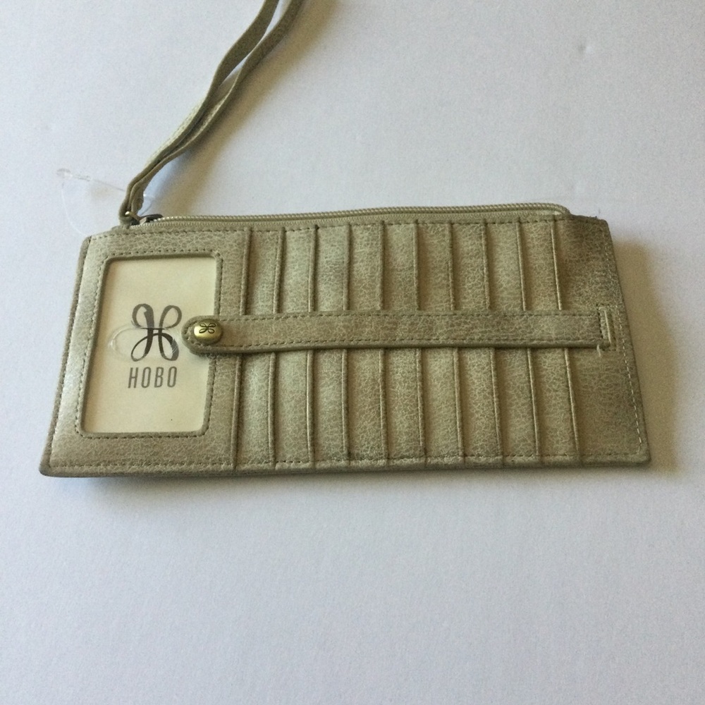 HOBO LONG CARD WALLET IN SUEDED LEATHER BEIGE NEW